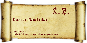 Kozma Nadinka névjegykártya